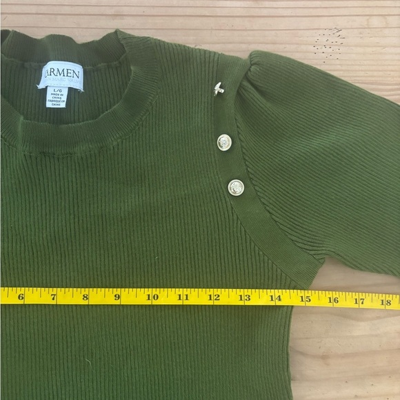 Elegant Olive Button-Detail Top - Picture 5 of 8